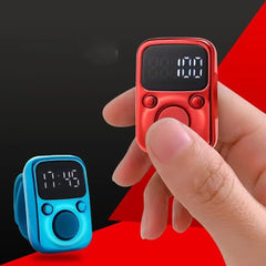 Digital LED Finger Tally Counter | Rechargeable Luminous Electronic Clicker for Prayer, Stitch Counting & Tasks | Bright Display, Adjustable Strap, Modern Grey