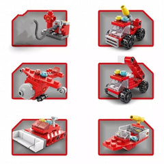 6-in-1 Fire Brigade Truck Building Blocks Set - 142-Piece DIY Construction Toy for Kids, Create Fire Trucks & Rescue Scenes, Educational & Durable Gift Set