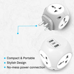7-in-1 Multi Plug Extension Adapter – 4 Way Cordless Wall Extender with PD Fast Charging, Universal AC Outlets & USB Ports for Home, Office & Travel 100-250V