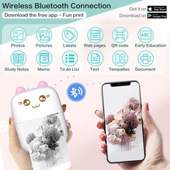 Portable Mini Sticker Printer | Inkless Bluetooth Thermal Printer for Photos, Notes & Diary | iOS/Android Compatible Pocket Printer for On-the-Go Creative Printing
