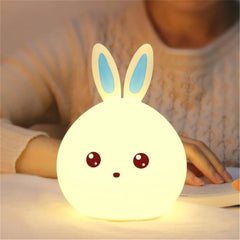 Rabbit Silicone Touch Sensor Night Light | Color-Changing LED Lamp | Soft Breathing Glow for Kids & Adults | USB Rechargeable | Portable & Safe