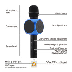 4-Hour Portable Handheld Karaoke Microphone with LED Lights | Wireless Bluetooth Mic with Built-in Speaker, Rechargeable for Home Parties, KTV, and Music Singing