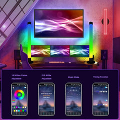 Smart LED Light Bar RGB Lights | Bluetooth App Remote Control, 3-in-1 16 Million Colors, TV Backlight for Room, Movies, PC, Gaming Setup - 2PCS