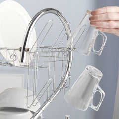 New Arrival 2-Layer Kitchen Dish Rack | Stainless Steel Dish Drainer & Plate Holder with Cutlery Tray, Space-Saving Design