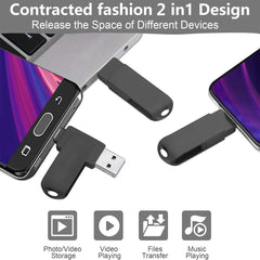 64GB USB-C Flash Drive | 170MB/s High-Speed Dual-Port Memory Stick | USB-C & USB-A for Android Smartphones, Tablets, Laptops, PC & Mac (Black)
