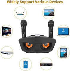 Wireless Bluetooth Speaker with Dual Microphones | Portable Karaoke Sound System for Home, Parties & Events | Rechargeable Speaker with Clear Audio & Deep Bass (Black)