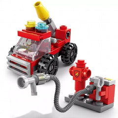 6-in-1 Fire Brigade Truck Building Blocks Set - 142-Piece DIY Construction Toy for Kids, Create Fire Trucks & Rescue Scenes, Educational & Durable Gift Set