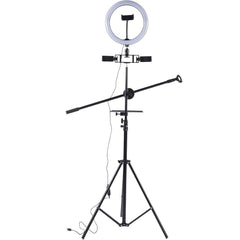 Ring Light Sound Card Tray with Live Microphone Stand | Adjustable Threaded Clamp Clip, Tripod Bracket & Mobile Phone Holder for All-in-One Setup