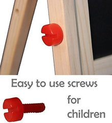 Kids Writing Board | Double-Sided Wooden Easel with Whiteboard & Chalkboard | Portable Height-Adjustable Drawing Stand for Art, Learning & Fun Activities