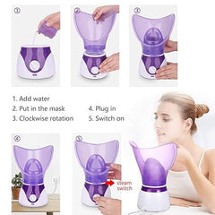 Facial Steamer | Professional Face Sauna Steamer with Aroma Diffuser | Deep-Cleansing Steam Inhaler & Moisturizer for Skin and Sinus Care (Purple)