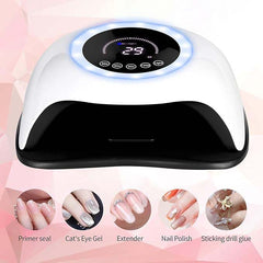 UV LED 168W Nail Lamp | Professional Nail Dryer with 42 LEDs for Gel Polish, Fast Curing with 4 Timer Settings, Colorful LED Ring & Smart Sensor for Salon & Home