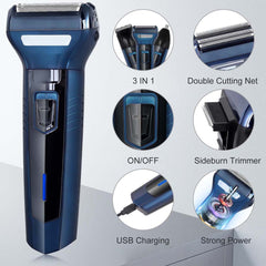3-in-1 Hair Clipper Set – Rechargeable USB-C Trimmer with Digital Display, Interchangeable Blades & Adjustable Speeds for Professional Haircut, Beard & Body Grooming