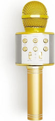 Golden Wireless Karaoke Microphone | Bluetooth, AUX, USB Connectivity | Portable Handheld Mic for Kids & Adults | 5.5 Hours Battery Life | Home Party Speaker