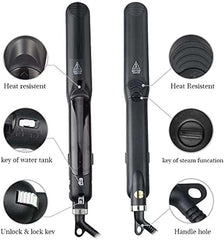 Professional 3-in-1 Steam Ceramic Hair Straightener & Curler | Ionic Vapor Hair Styler | Smooth, Shiny, and Frizz-Free Styling Tool for All Hair Types