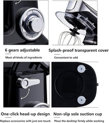 Electric Stand Mixer | Multifunctional Planetary Blender & Food Processor | Powerful Kitchen Appliance for Baking, Mixing & Dough Kneading (Color: Black)