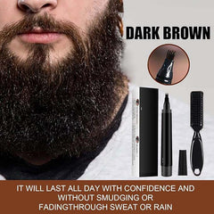 Waterproof Beard Filler Pen Kit | Contoured Beard Pen with Brush, Long-Lasting, Sweatproof Beard Pencil for Patchy Beard, Natural Look, Quick and Easy Grooming