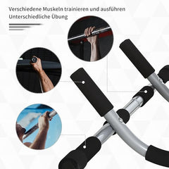 Multifunctional Door Pull-Up Bar – Heavy-Duty Steel Exercise Bar with Foam Grip Handles, Adjustable Training Bracket for Full-Body Home Workouts (Black & Grey)