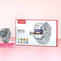 ST12 Smart Watch – 2.2" Full HD Touch Screen, 4G SIM Support, 3 Replaceable Straps, Wireless Charger, Multi-Color Smartwatch for Men & Women