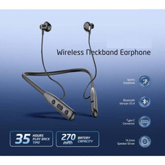 OSP 2 Bluetooth Neckband with 50H Playtime, Stereo Sound, TF Card Slot, Bluetooth 5.4, Type-C Fast Charging – Skin-Friendly Design