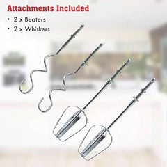 Compact Hand Electric Mixer with Attachments | 7-Speed Control, Stainless Steel Beaters & Dough Hooks, Lightweight Ergonomic Design for Baking, Whisking, Beating