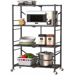 Adjustable 4-Layer Kitchen and Bedroom Storage Rack – Mobile, Compact, and Versatile Organizer with Adjustable Shelves