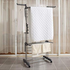 Foldable Rolling Laundry Drying Rack with Adjustable Shelves | Heavy-Duty Stainless Steel Rods | Compact Storage | Space-Saving Design for Apartments, Laundry Rooms & Small Spaces