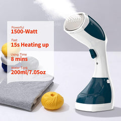 Portable Vertical Steam Iron – 1100W Handheld Garment Steamer with 200ml Tank, Continuous 28g/min Steam, and Double Brush Head for Home & Travel