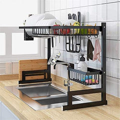 Over Sink Kitchen Shelf Storage Holders | 65/85cm Stainless Steel Organizer for Dish Drying & Kitchen Essentials | Space-Saving Drying Rack