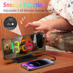 Projection Alarm Clock – 180° Rotatable Ceiling Projector with RGB LED Display, Dual Alarm, Snooze Function & 5-Level Brightness Dimmer for Bedroom, Office & Home (Black)