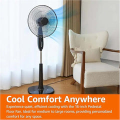 MSF-1672R 16" Luxury Stand Fan – 5-Speed Remote Control, Silent Cooling Operation, Adjustable Height, Elegant Multi-Colour Design for Bedroom, Living Room, Home & Office Use