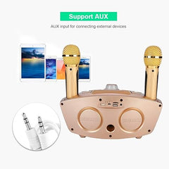 Dual Wireless Microphone Bluetooth Karaoke Speaker Set | Portable Rechargeable Sound System for Home, Parties & Events | Clear Audio with Deep Bass & LED Effects