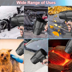 Rechargeable Handheld Blower Dryer - 1 Battery, Turbo Jet Air Duster for Home, Car, Leaves & Snow Cleaning