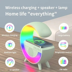 3-in-1 Night LED Desk Lamp | Bluetooth Speaker with 15W Wireless Charger | Dimmable Touch Lamp for Bedroom, Office & Home Décor