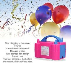 Electric Balloon Pump with Built-in Storage Box | Dual Nozzle Long Air Outlet | Quick & Efficient Balloon Inflator for Parties, Events, and Decorations