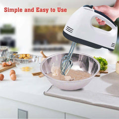Compact Hand Electric Mixer with Attachments | 7-Speed Control, Stainless Steel Beaters & Dough Hooks, Lightweight Ergonomic Design for Baking, Whisking, Beating
