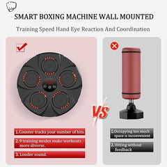 Music Boxing Machine | Smart Electronic Punching Trainer with LED Reaction Targets | Interactive Fitness Equipment for Home Exercise, Stress Relief & Fun Workout Gift