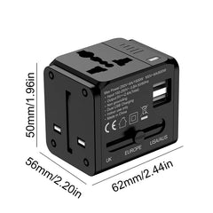 1500W Max Power Socket Plug for Home Appliances | 6-in-1 Universal Travel Adapter with US/EU/UK/AU Plugs, Multi-Device Charging Solution for International Travel