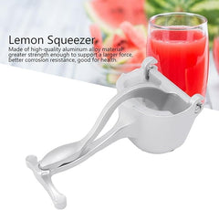 Silver Efficient Non-Lemon Fruit Presser – Manual Aluminum Alloy Juice Squeezer with Dual Funnels, Easy Wash Design for Maximum Extraction from Oranges, Pomegranates & More