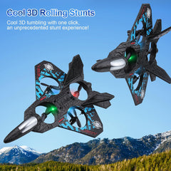 RC Aeroplane 2.4GHz Remote Controlled Fighter Plane | L0712 Quadcopter Floating Aeroplane with LED Lights, USB Rechargeable, Ready-to-Fly for Beginners, Kids, Adults