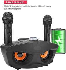 Wireless Bluetooth Speaker with Dual Microphones | Portable Karaoke Sound System for Home, Parties & Events | Rechargeable Speaker with Clear Audio & Deep Bass (Black)
