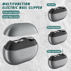 2-in-1 Electric Nail Clipper & File – USB Rechargeable Manicure & Pedicure Kit with LED Light, 2 Speeds, Portable Grooming Tool for Professional Nail Care