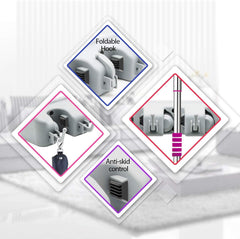 Wall-Mounted Tool & Mop Holder with Wax Handlebar | 5 Quick-Release Clamps & 6 Hooks | Space-Saving Organizer for Brooms, Mops, and Cleaning Tools