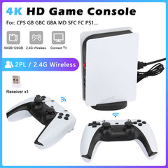 4K Retro M5 Video Game Console TV-Box - Built-in 20,000 Classic Games, Dual Wireless Controllers, 64GB/128GB Storage, HDMI Output, CPS/PS1/GBA Compatible