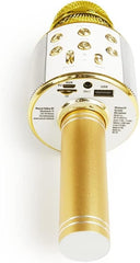 Golden Wireless Karaoke Microphone | Bluetooth, AUX, USB Connectivity | Portable Handheld Mic for Kids & Adults | 5.5 Hours Battery Life | Home Party Speaker