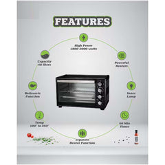 55L Electric Countertop Oven OE-1419 – Multi-Function Convection Toaster Oven with Rotisserie, Auto Shut-Off, and Stainless Steel Heating for Baking, Toasting & Broiling