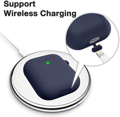 Soft Silicone Protective Case for AirPods 1 & 2 | Midnight Blue Cover with Front LED Visibility | Durable, Stylish & Scratch-Resistant Design