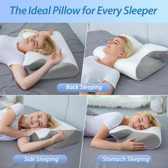 2-in-1 Memory Foam Cervical Pillow for Neck Pain Relief – Ergonomic Orthopedic Support for Side, Back & Stomach Sleepers