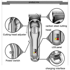 Professional Hair Clipper for Men – Cordless Rechargeable Grooming Kit with Precision T-Blade Trimmer, 6 Guide Combs, Beard & Haircut Tool for Barbers and Home Use