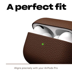 Leather Case for AirPods Pro - Handcrafted Genuine Italian Leather with Pebble Grain Finish, Fully-Wrapped Design, Natural Brown, Premium Protection with Timeless Elegance