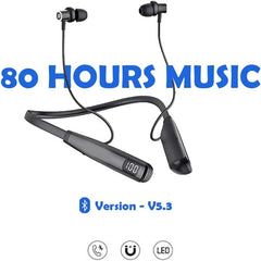 OSP 3 Bluetooth Neckband – 50 Hours Playtime, Stereo Sound with Deep Bass, TF Card Support, Bluetooth 5.4, Type-C Fast Charging, Lightweight Skin-Friendly Wireless Earphones